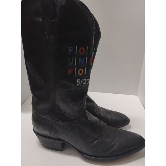 Justin Ostrich Black Men's Boot - Picture 1 of 6